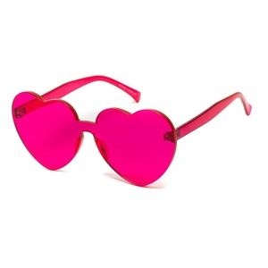 Candy Colored Heart Sunglasses - Dark Pink
